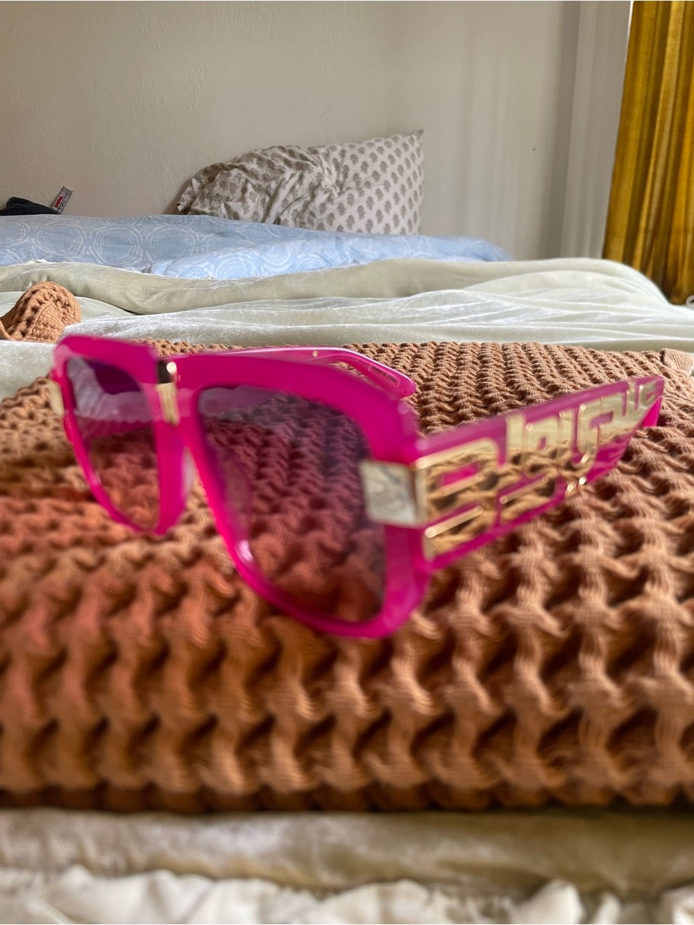 Poppy Lissiman Women’s Bold Pink Square Sunglasses Andy Wahloo colab